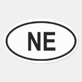 Nebraska "NE" Ovale Sticker (Voorkant)