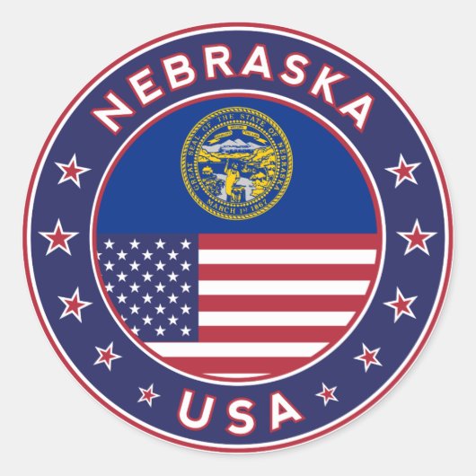 Nebraska, Nebraska-telefoonbehuizing, Nebraska-sti Ronde Sticker (Voorkant)
