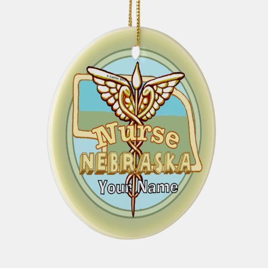 Nebraska Nurse Caduceus Keramisch Ornament (Rechts)