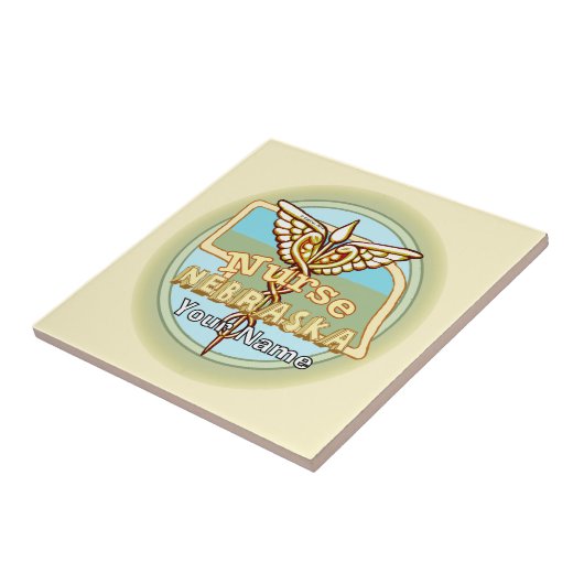 Nebraska Nurse Caduceus Tile Tegeltje (Zijkant)