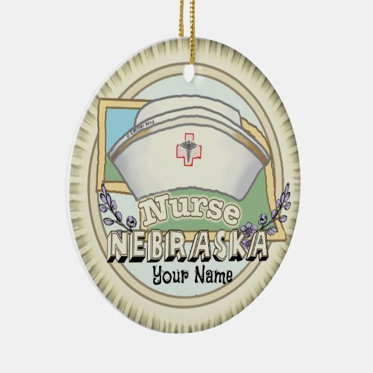 Nebraska Nurse Keramisch Ornament (Rechts)