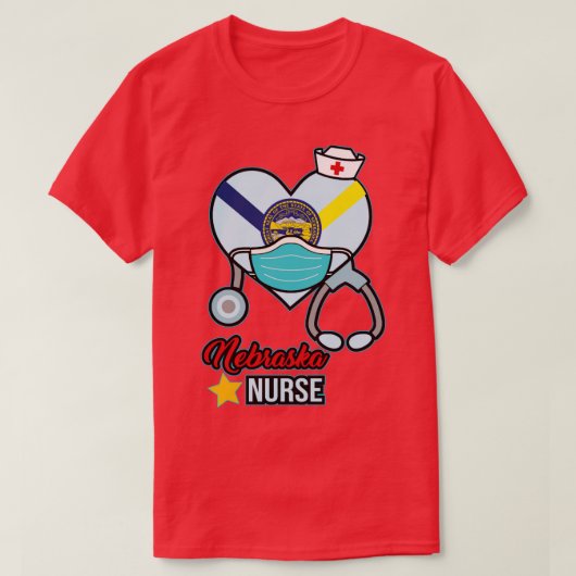 Nebraska Nurse Love RN LPN CNA State Nursing Gift T-shirt (Design voorkant)