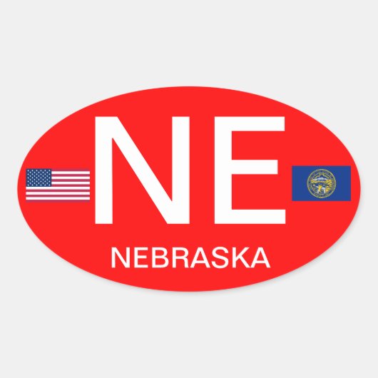 Nebraska* Ovale Sticker in euro-stijl (Voorkant)