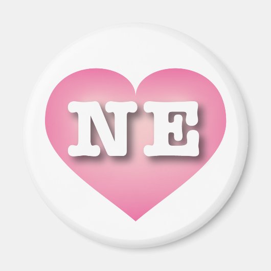 Nebraska Pink Fade Heart - Ik hou van NE Magneet (Voorkant)