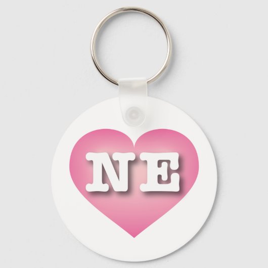 Nebraska Pink Fade Heart - Ik hou van NE Sleutelhanger (Voorkant)