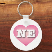 Nebraska Pink Fade Heart - Ik hou van NE Sleutelhanger (Voorkant)