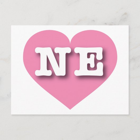 Nebraska Pink Heart - Ik hou van NE Briefkaart (Voorkant)