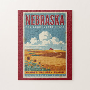Nebraska Prairie Farm Illustratie Reis Kunst Legpuzzel
