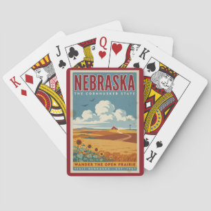 Nebraska Prairie Farm Illustratie Reis Kunst Pokerkaarten
