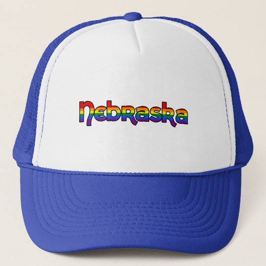 Nebraska Rainbow text Hat Trucker Pet (Voorkant)