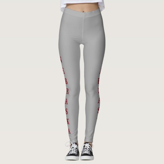 Nebraska Red Lettering Grey Leggings (Voorkant)