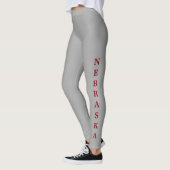 Nebraska Red Lettering Grey Leggings (Links)