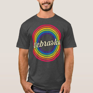 Nebraska Retro Rainbow Faded stijl T-shirt