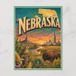 Nebraska Retro Reis Souvenir Prentbriefkaart Briefkaart