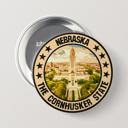 Nebraska Ronde Button 7,6 Cm (Voorkant /achterkant)