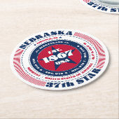 Nebraska rood wit blauw typografie ronde kartonnen onderzetter (Gebogen)