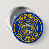 Nebraska Round Emblem Ronde Button 7,6 Cm (Voorkant /achterkant)