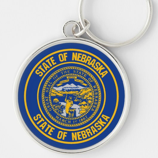 Nebraska Round Emblem Sleutelhanger (Voorkant)