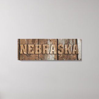 Nebraska rustieke houten muur canvas teken afdruk
