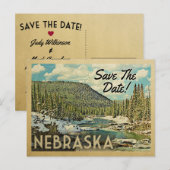 Nebraska Save the Date Mountains River Snow Aankondigingskaart (Voorkant / Achterkant)