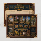 Nebraska-schaduwdoos 3D figuur staat Briefkaart (Voorkant / Achterkant)