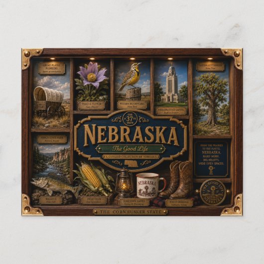 Nebraska-schaduwdoos 3D figuur staat Briefkaart (Voorkant)