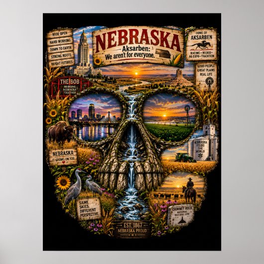 Nebraska Schedel Artprint | State of Mind Poster (Voorkant)