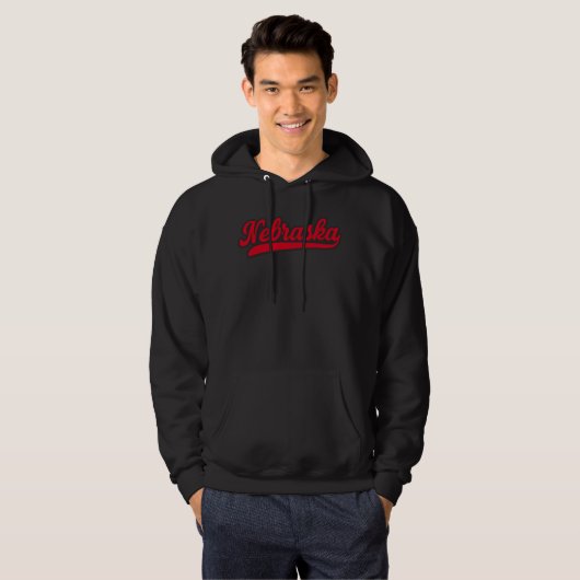 Nebraska Script-Logo | Retro Red State Pride Hoodie (Voorkant volledig)