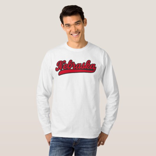Nebraska Script-Logo | Retro Red State Pride T-shirt (Voorkant volledig)