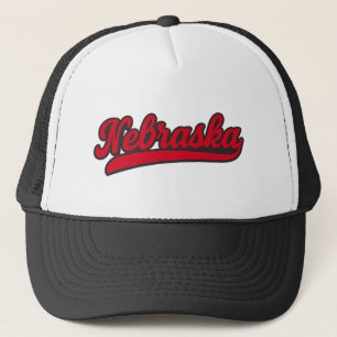 Nebraska Script-Logo   Retro Red State Pride Trucker Pet