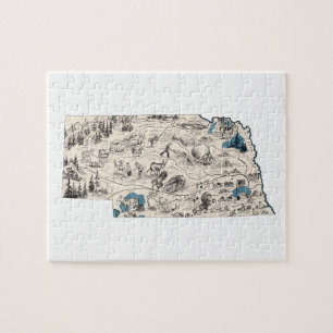 Nebraska Shaped Cornhusker  Afbeelding Map Legpuzzel