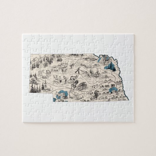 Nebraska Shaped Cornhusker  Afbeelding Map Legpuzzel (Horizontaal)