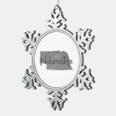 Nebraska Shaped Gray Textured Chalkboard Tin Sneeuwvlok Ornament (Rechts)