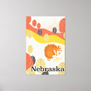 Nebraska Slapende Vos vintage reisposter Canvas Afdruk