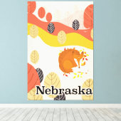 Nebraska Slapende Vos vintage reisposter Canvas Afdruk (Insitu (Houten vloer))