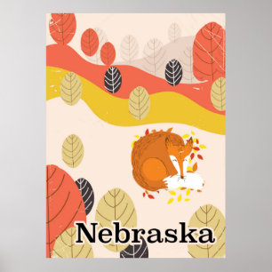 Nebraska Sleeping Fox vintage-poster Poster