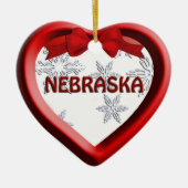 Nebraska Snowflake Heart Kerstversiering Keramisch Ornament (Voorkant)