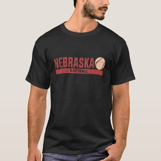 Nebraska  Softball Coach Team Retro Softbal T-shirt (Voorkant)