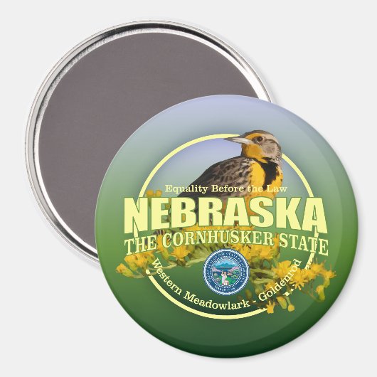 Nebraska Staat Vogel & Bloem Magneet (Voorkant / Achterkant)