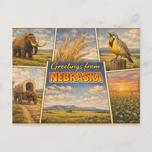 Nebraska Staatsansichtkaart Briefkaart (Voorkant)