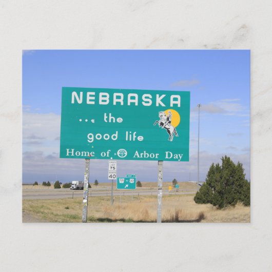 Nebraska Staatsgrens Bord Briefkaart (Voorkant)