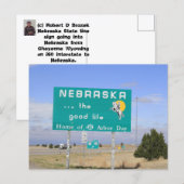 Nebraska Staatsgrens Bord Briefkaart (Voorkant / Achterkant)