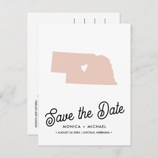 NEBRASKA State Destination Weddenschap IEDERE KLEU Aankondigingskaart (Voorkant / Achterkant)