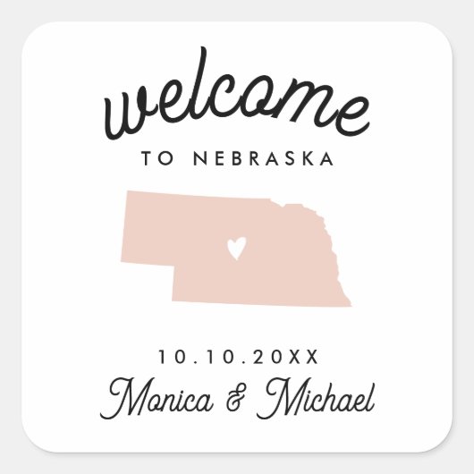 NEBRASKA State Destination Weddenschap IEDERE KLEU Vierkante Sticker (Voorkant)