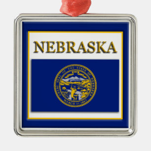 Nebraska State Flag Kerstversiering Metalen Ornament