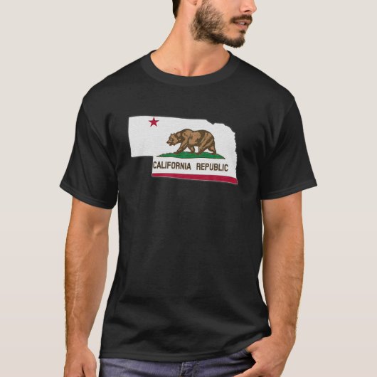 NEBRASKA STATE MAP CALIFORNIA CA Flag Roots Mannen T-shirt (Voorkant)