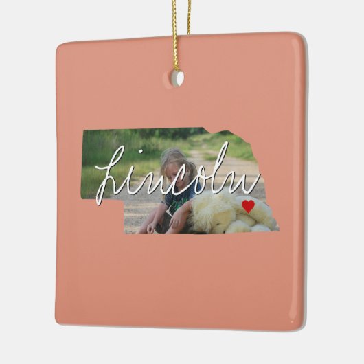 Nebraska State Photo insert and town name Keramisch Ornament (Links)