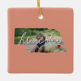 Nebraska State Photo insert and town name Keramisch Ornament