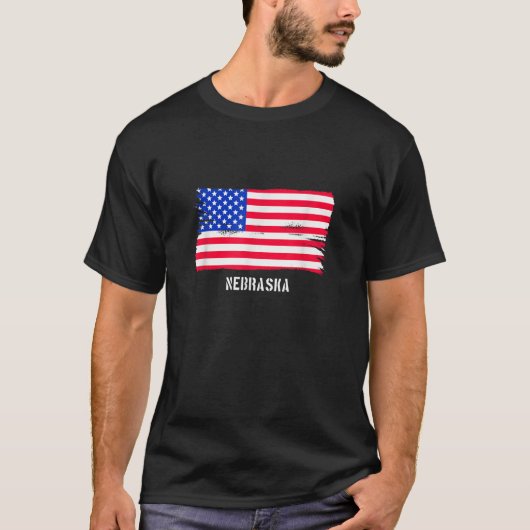 Nebraska State Vlag van de Verenigde Staten T-shirt (Voorkant)
