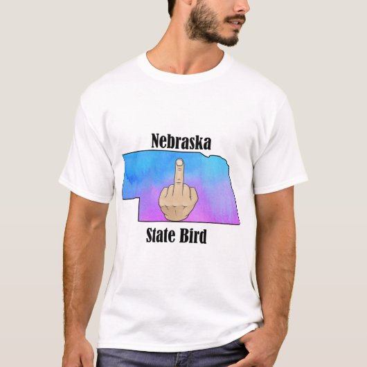 Nebraska state vogel T-shirt middelvinger kleur (Voorkant)